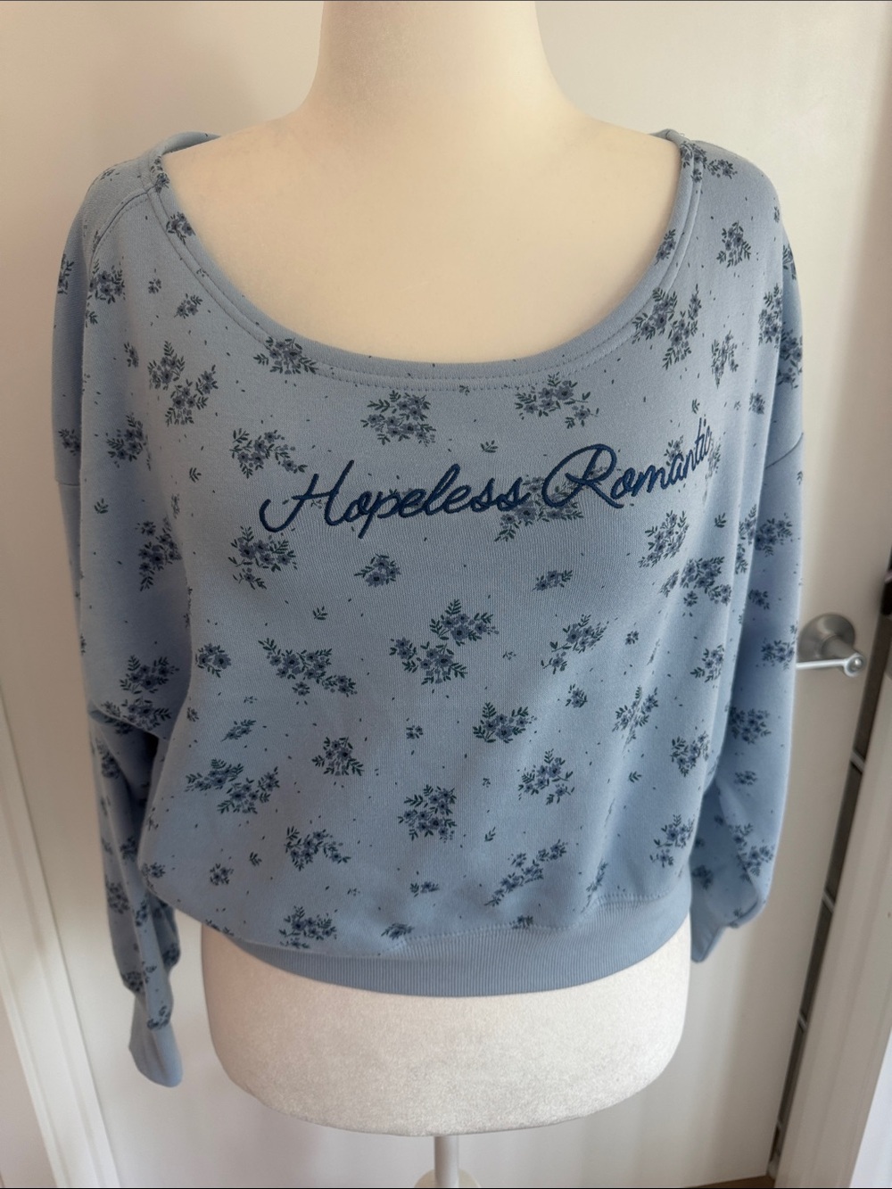Hopeless Romantic Light Blue Floral Sweatshirt